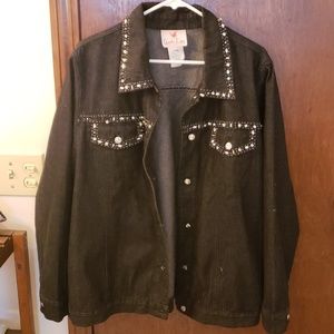 Quaker factory leopard black denim jacket